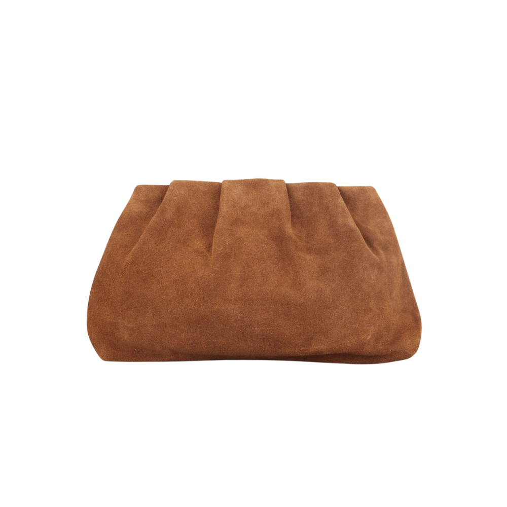 Suede clutch - Cognac Brown